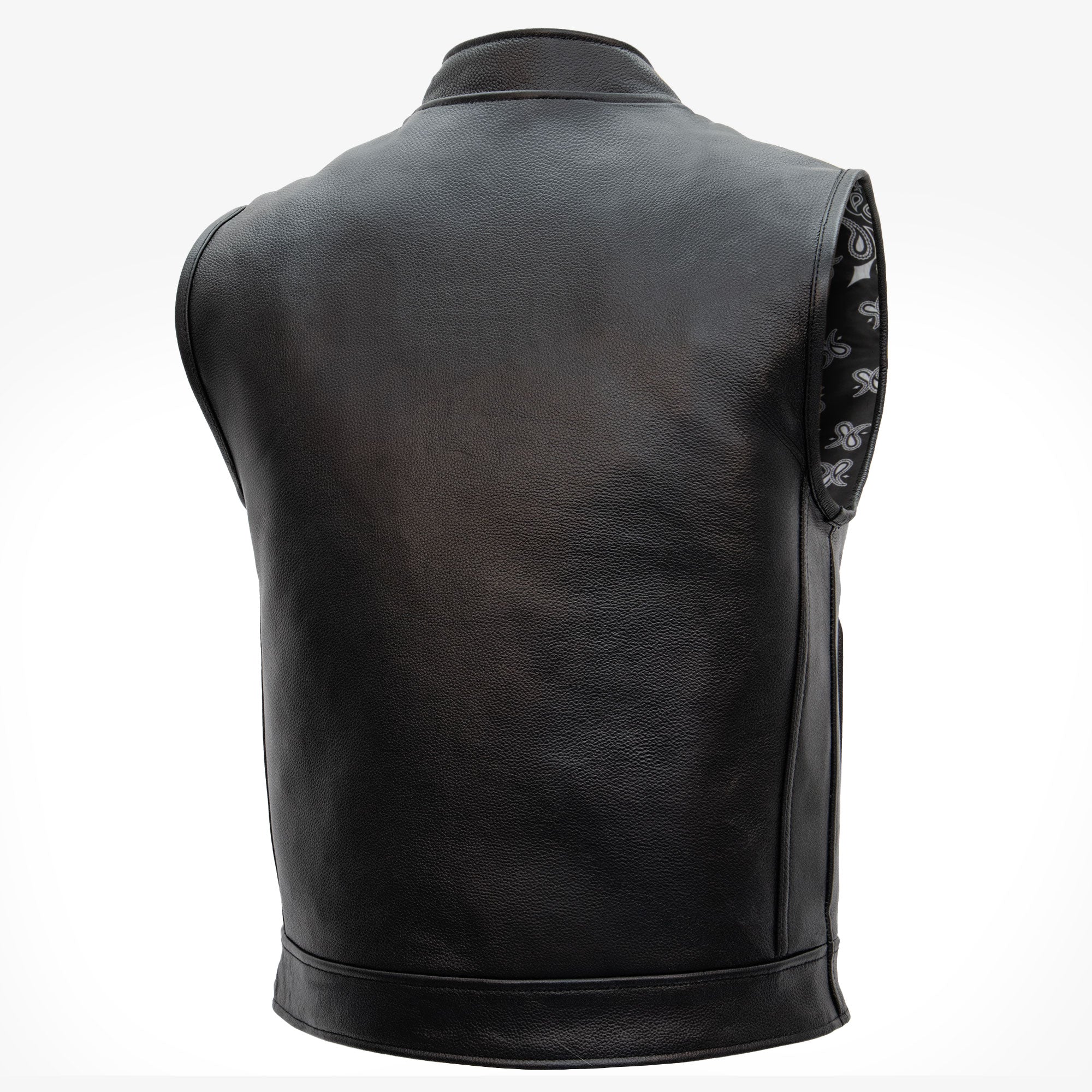 Hot Leathers VSM1049 Men's Black 'Paisley' Motorcycle Club style Conceal and Carry Leather Biker Vest