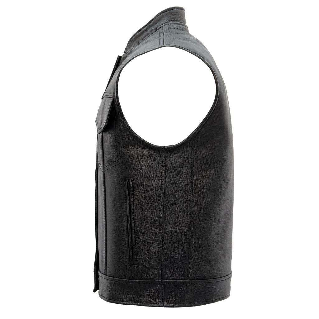 Hot Leathers VSM1049 Men's Black 'Paisley' Motorcycle Club style Conceal and Carry Leather Biker Vest