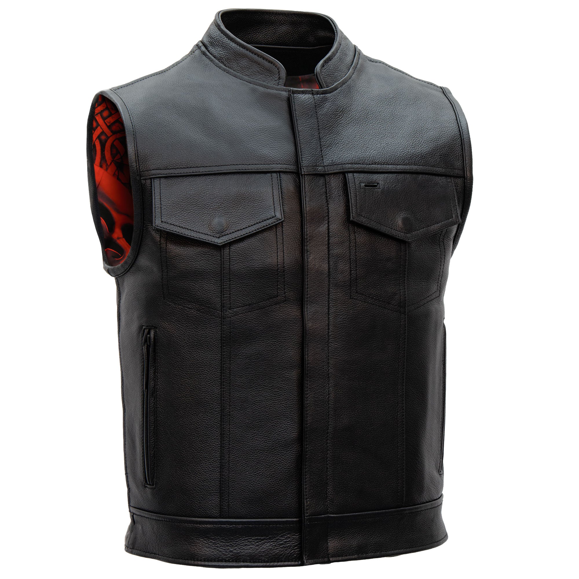Hot Leathers VSM1051 Men's Black 'Celtic Cross' Motorcycle Club Style Conceal and Carry Leather Biker Vest