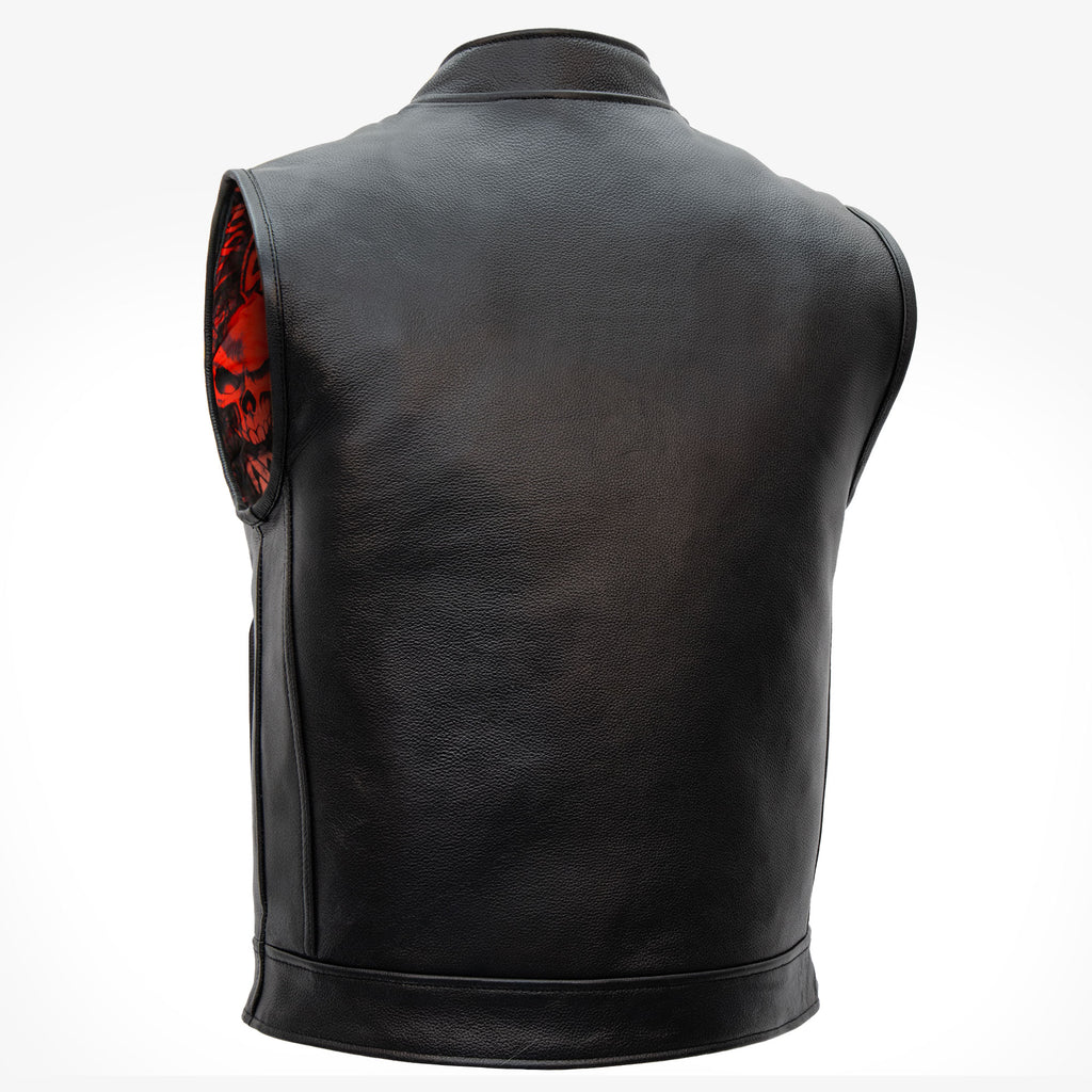 Hot Leathers VSM1051 Men's Black 'Celtic Cross' Motorcycle Club Style Conceal and Carry Leather Biker Vest