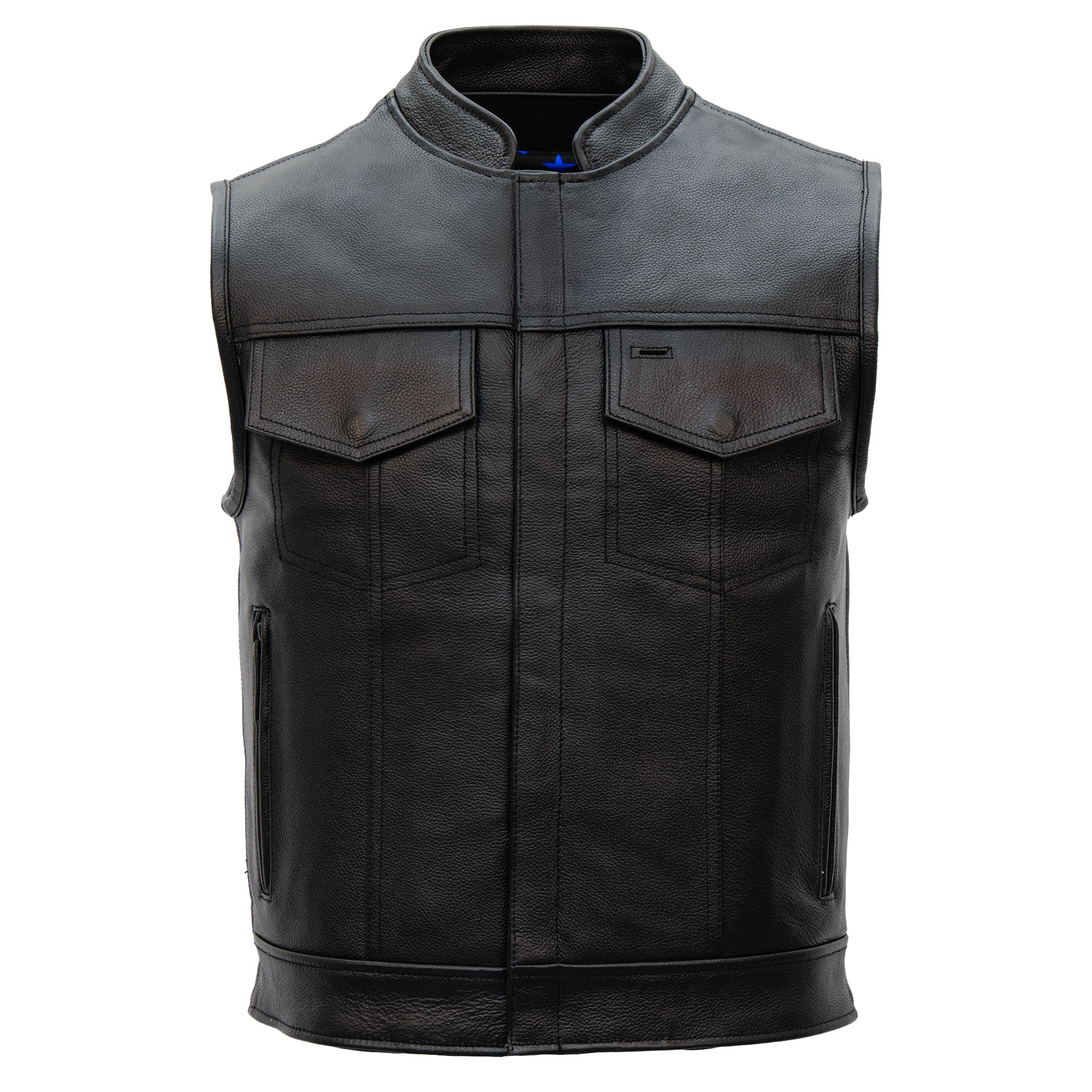 Hot Leathers VSM1052 Men's Black 'Patriotic' Motorcycle Club style Conceal and Carry Leather Biker Vest