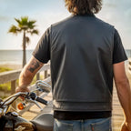 Hot Leathers VSM1052 Men's Black 'Patriotic' Motorcycle Club style Conceal and Carry Leather Biker Vest