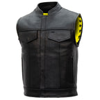 Hot Leathers VSM1053 Men's Black 'Don't Tread On Me' Motorcycle Club Style Conceal and Carry Leather Biker Vest