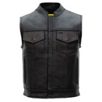 Hot Leathers VSM1053 Men's Black 'Don't Tread On Me' Motorcycle Club Style Conceal and Carry Leather Biker Vest