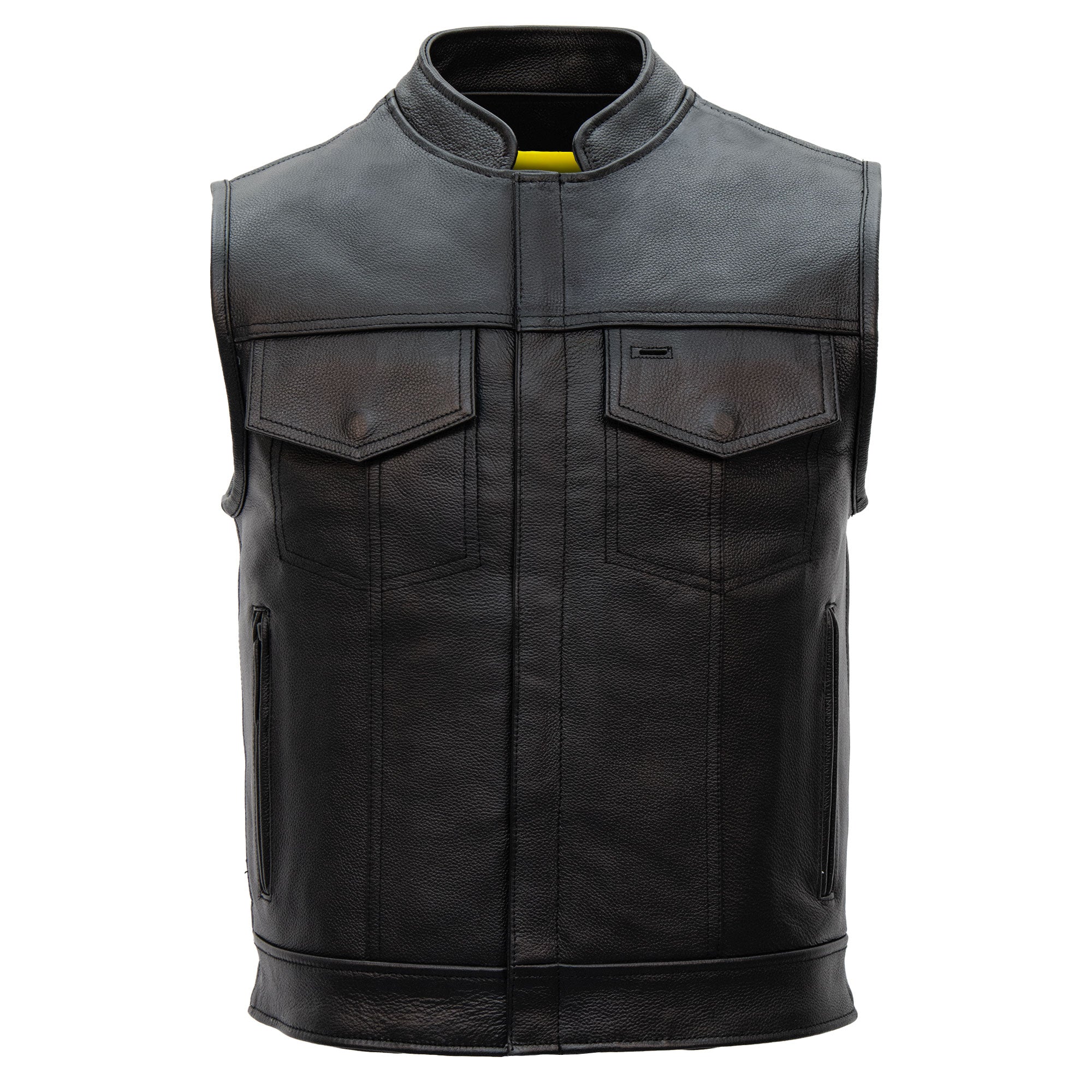 Hot Leathers VSM1053 Men's Black 'Don't Tread On Me' Motorcycle Club Style Conceal and Carry Leather Biker Vest
