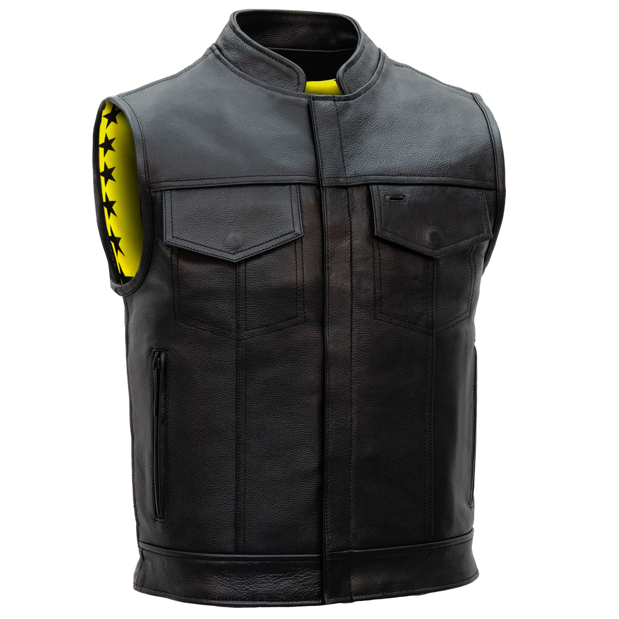 Hot Leathers VSM1053 Men's Black 'Don't Tread On Me' Motorcycle Club Style Conceal and Carry Leather Biker Vest
