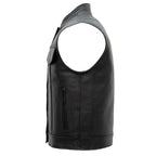 Hot Leathers VSM1053 Men's Black 'Don't Tread On Me' Motorcycle Club Style Conceal and Carry Leather Biker Vest