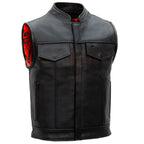 Hot Leathers VSM1055 Men’s Black 'Over The Top Skull' Motorcycle Club Style Conceal and Carry Leather Biker Vest