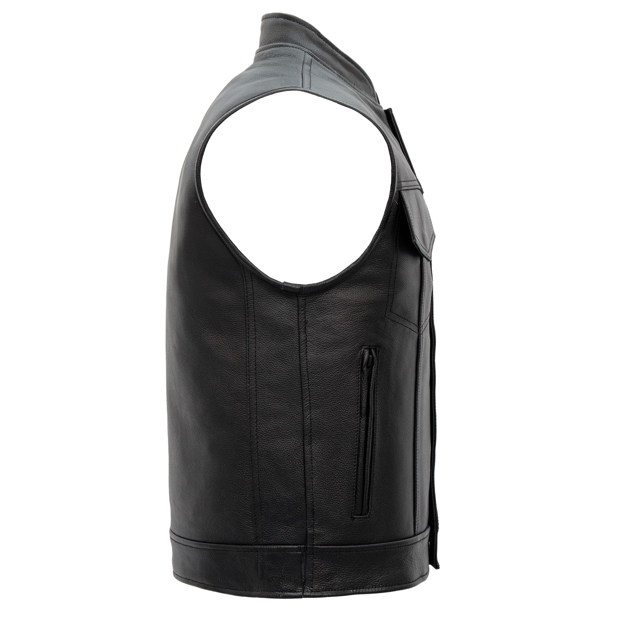 Hot Leathers VSM1055 Men’s Black 'Over The Top Skull' Motorcycle Club Style Conceal and Carry Leather Biker Vest