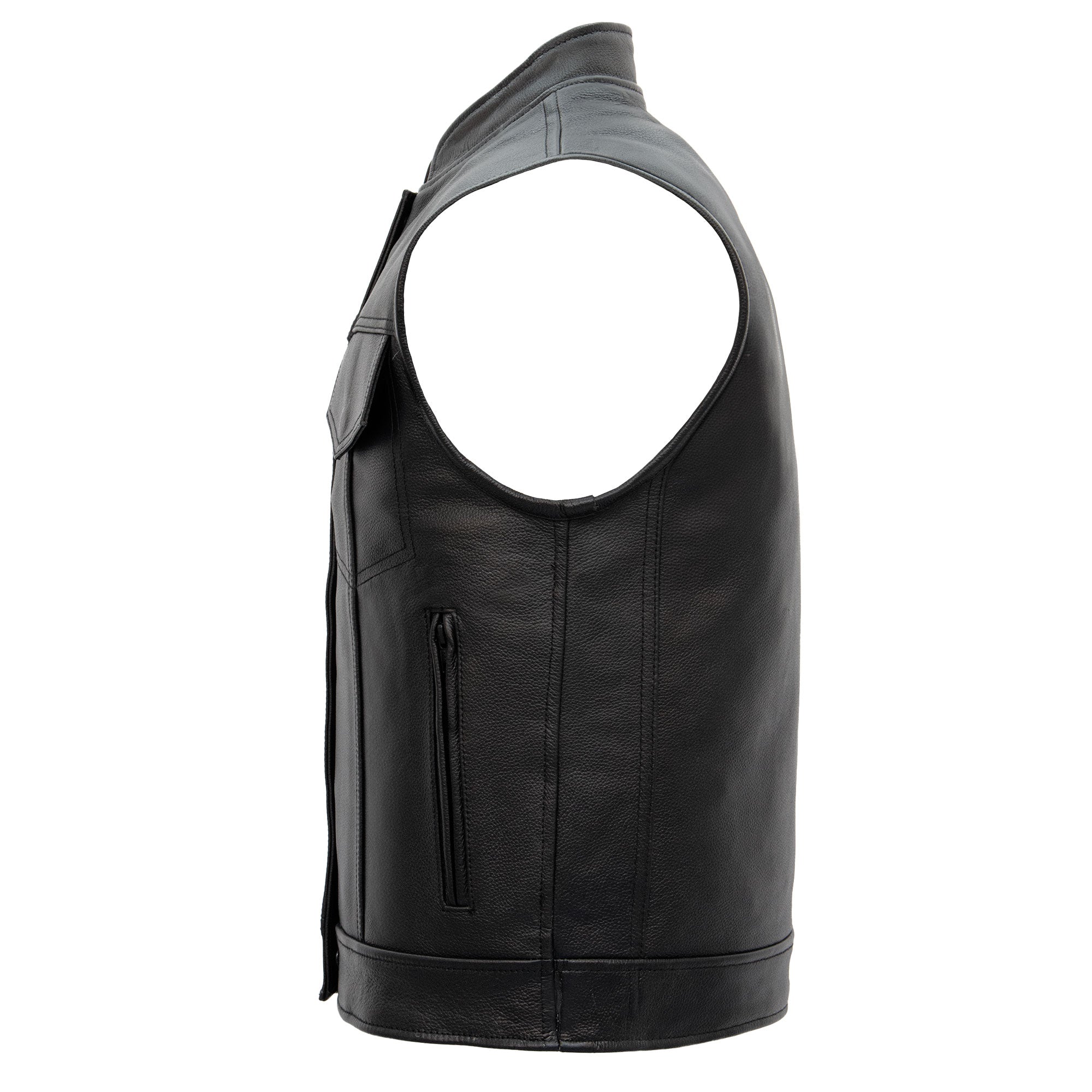 Hot Leathers VSM1055 Men’s Black 'Over The Top Skull' Motorcycle Club Style Conceal and Carry Leather Biker Vest