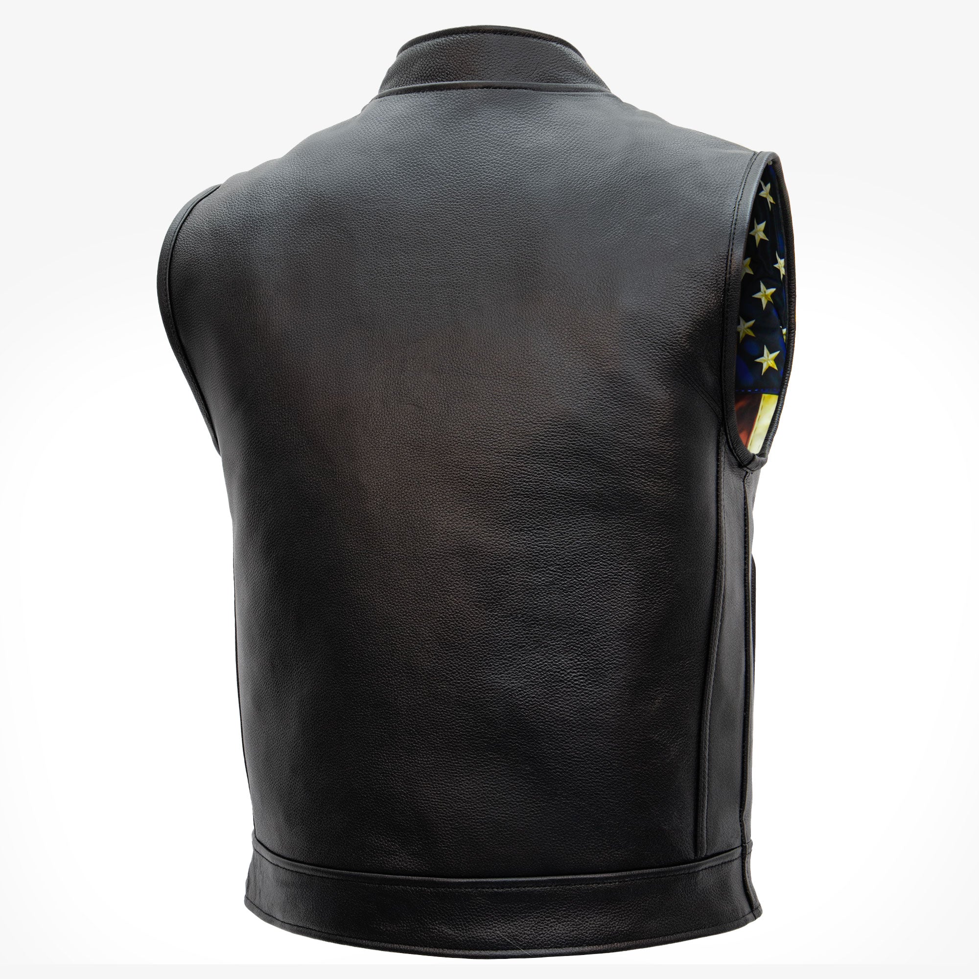 Hot Leathers VSM1056 Men's Black 'Vintage USA Flag' Motorcycle Club Style Conceal and Carry Leather Biker Vest