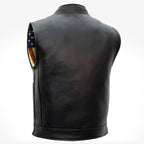 Hot Leathers VSM1056 Men's Black 'Vintage USA Flag' Motorcycle Club Style Conceal and Carry Leather Biker Vest