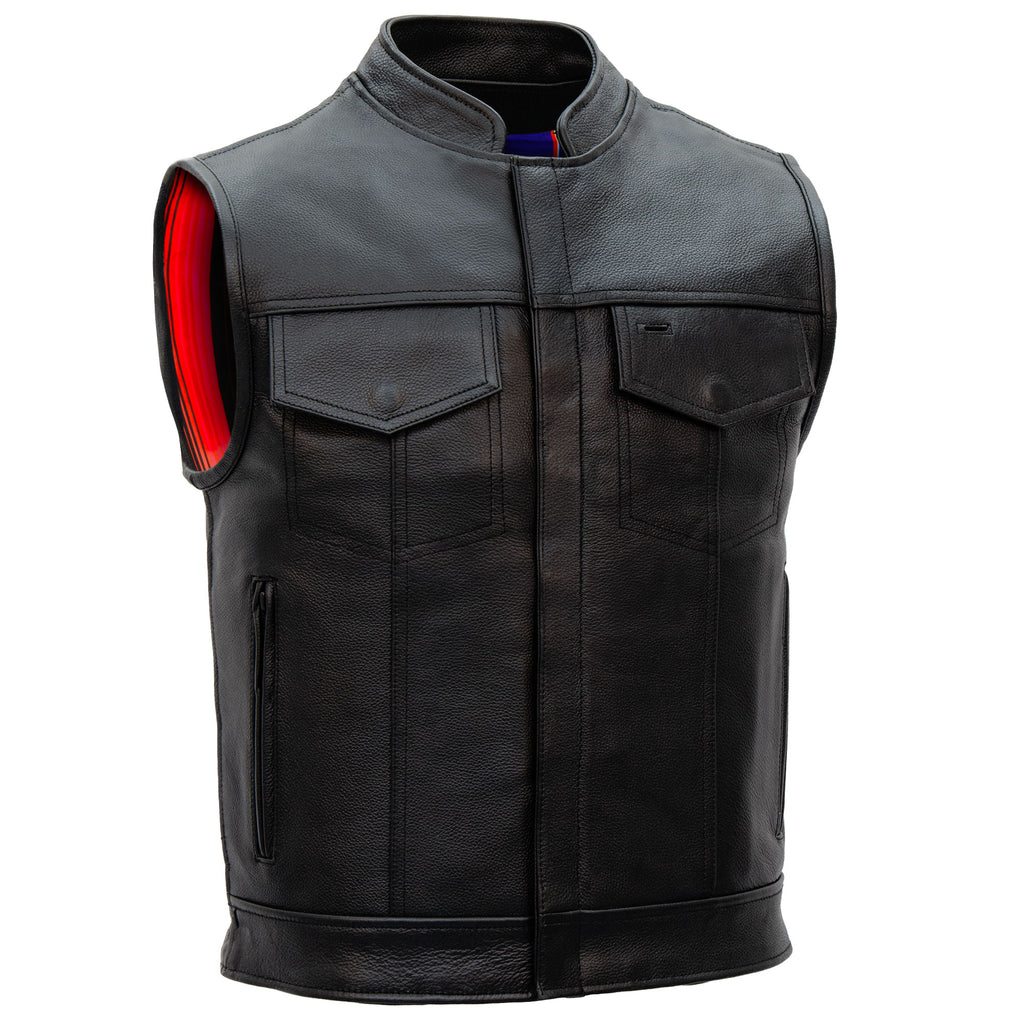 Hot Leathers VSM1057 Men’s Black 'Mexican Blanket' Motorcycle Club Style Conceal and Carry Leather Biker Vest