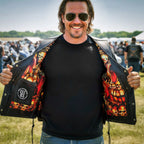 Hot Leathers VSM1061 Men's Black 'Skulls Make Skulls' Motorcycle style Conceal and Carry Side Lace Leather Biker Vest