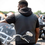 Hot Leathers Leather Motorcycle Biker Club Vest with Hood