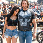 Hot Leathers VSM2001 Men's Black Motorcycle Club style ‘Jumbo Skull’ Conceal and Carry Leather Biker Vest