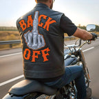 Hot Leathers VSM2002 Men's Black 'Back Off Finger' Conceal and Carry Leather Vest