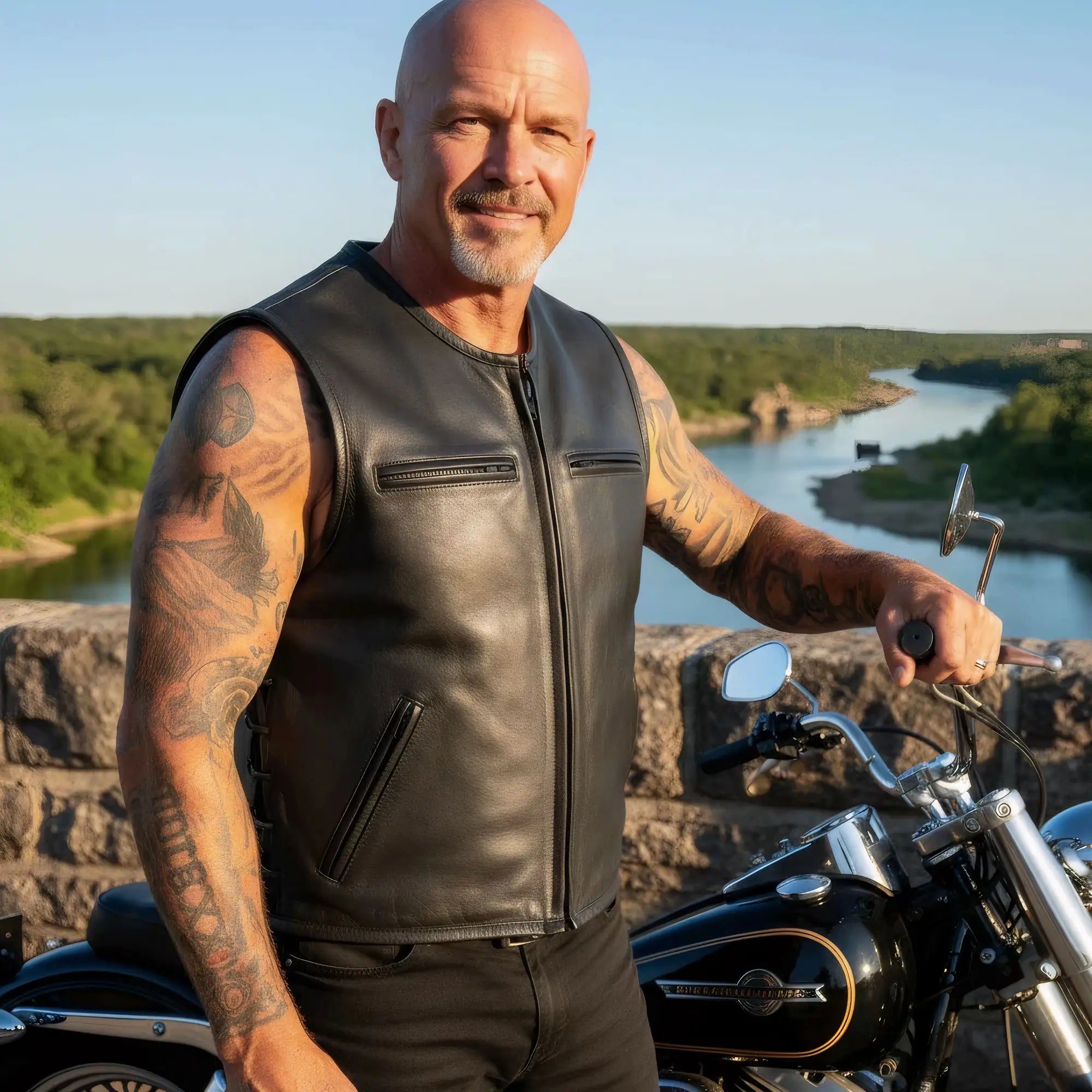 Hot Leathers VSM5001 Men's USA Made Premium Steerhide Motorcycle Leather Biker Club Vest with Gun Pocket