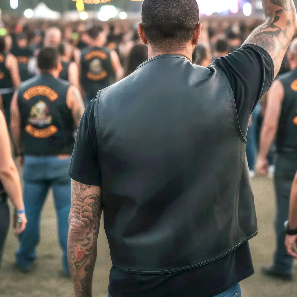 Hot Leathers VSM5001 Men's USA Made Premium Steerhide Motorcycle Leather Biker Club Vest with Gun Pocket