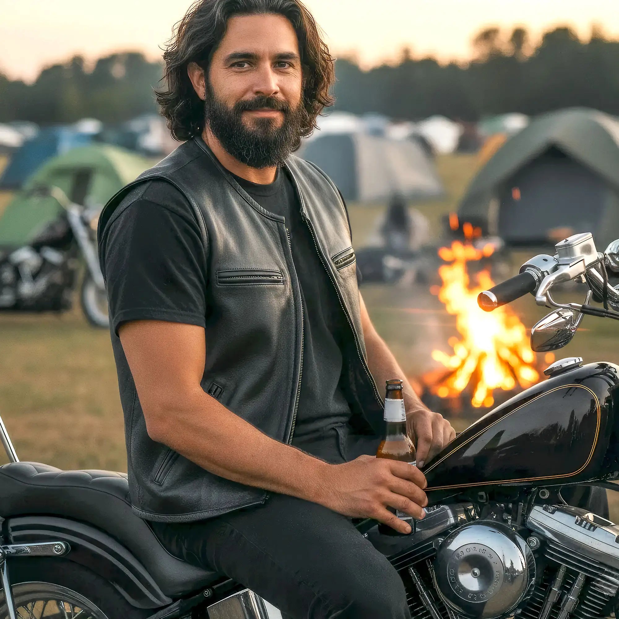 Hot Leathers VSM5001 Men's USA Made Premium Steerhide Motorcycle Leather Biker Club Vest with Gun Pocket