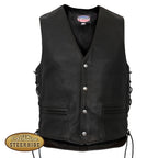 Hot Leathers VSM5003 Men's USA Made Extra Long Back Premium Steerhide motorcycle biker Leather Vest