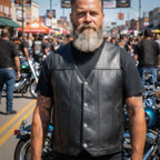 Hot Leathers VSM5005 Men's USA Made Buffalo Nickel Snap Premium Leather Motorcycle Biker Vest