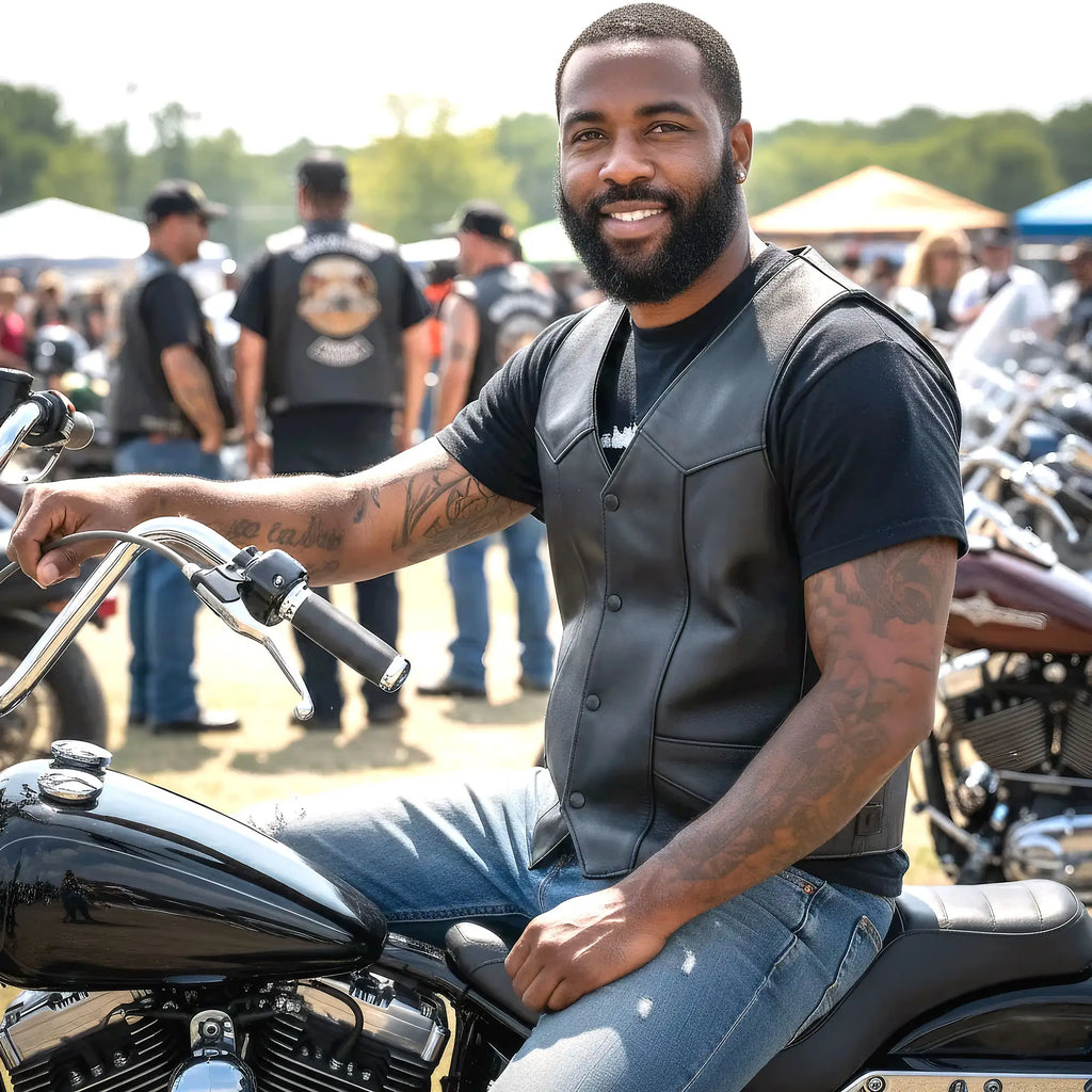 Hot Leathers VSM5006 Men's USA Made Classic Premium Biker motorcycle Leather Vest