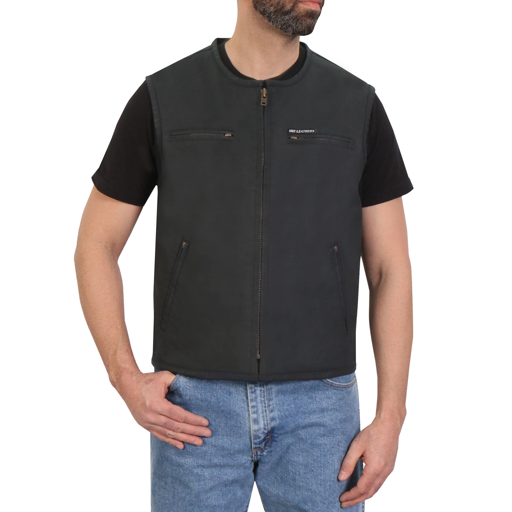 Hot Leathers Waxed Cotton C Neck Vest
