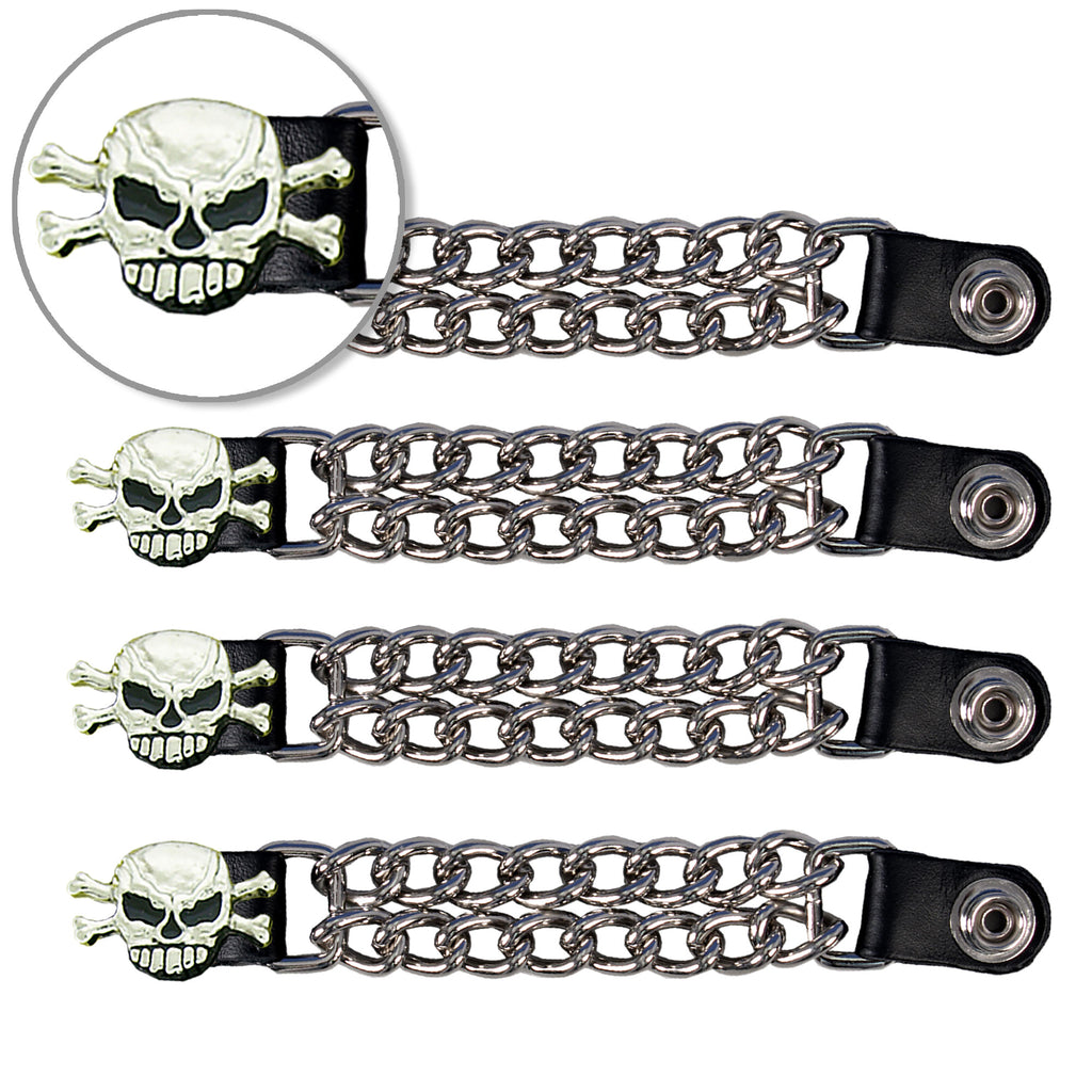 VXC1006- 4 PC SET VEST EXT SKULL & BONES SILVER 4