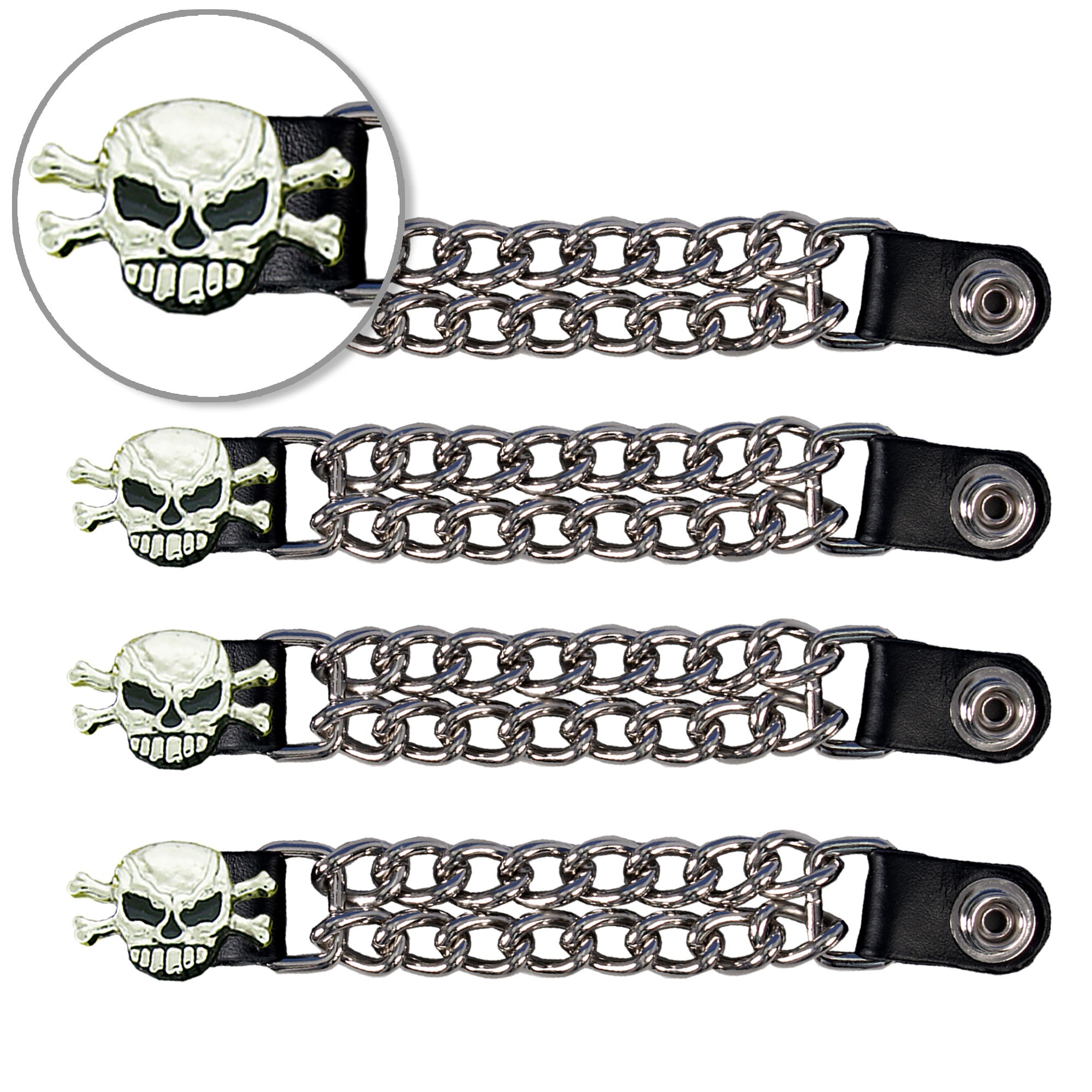 VXC1006- 4 PC SET VEST EXT SKULL & BONES SILVER 4