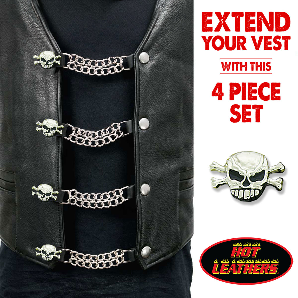 VXC1006- 4 PC SET VEST EXT SKULL & BONES SILVER 4