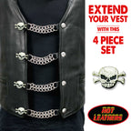 VXC1006- 4 PC SET VEST EXT SKULL & BONES SILVER 4