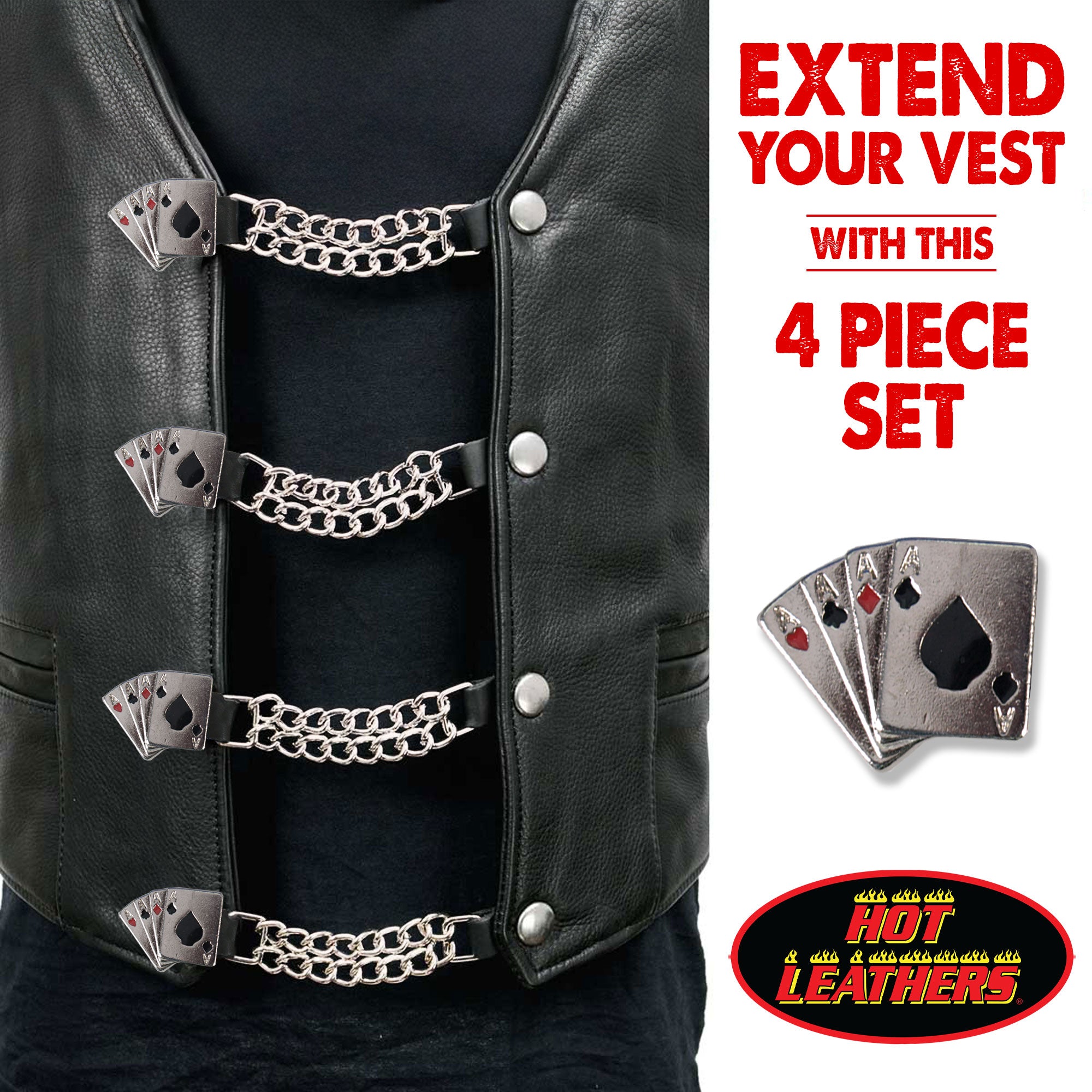 VXC1009- 4 PC SET VEST EXT 4 ACES SILVER 4