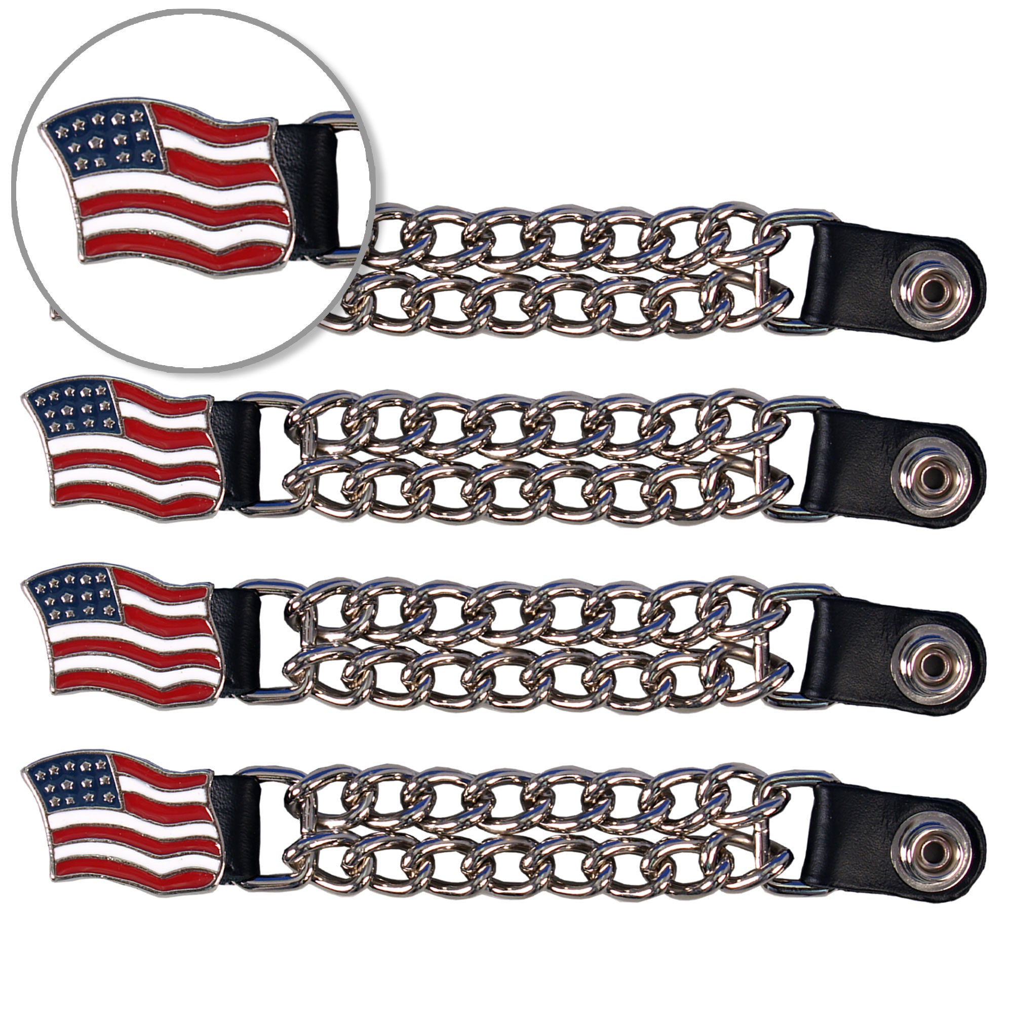 VXC1010- 4 PC SET VEST EXT AMERICAN FLAG SILVER 4