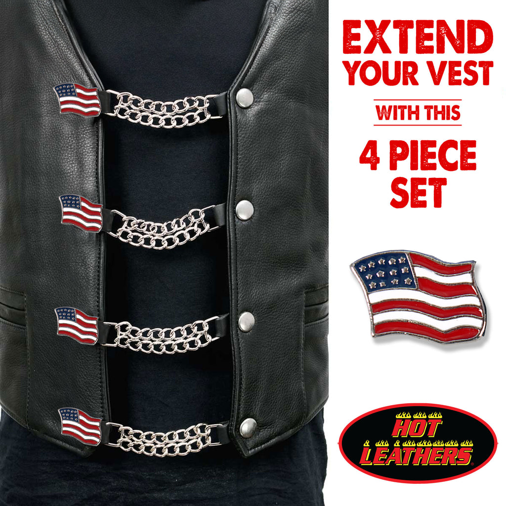 VXC1010- 4 PC SET VEST EXT AMERICAN FLAG SILVER 4