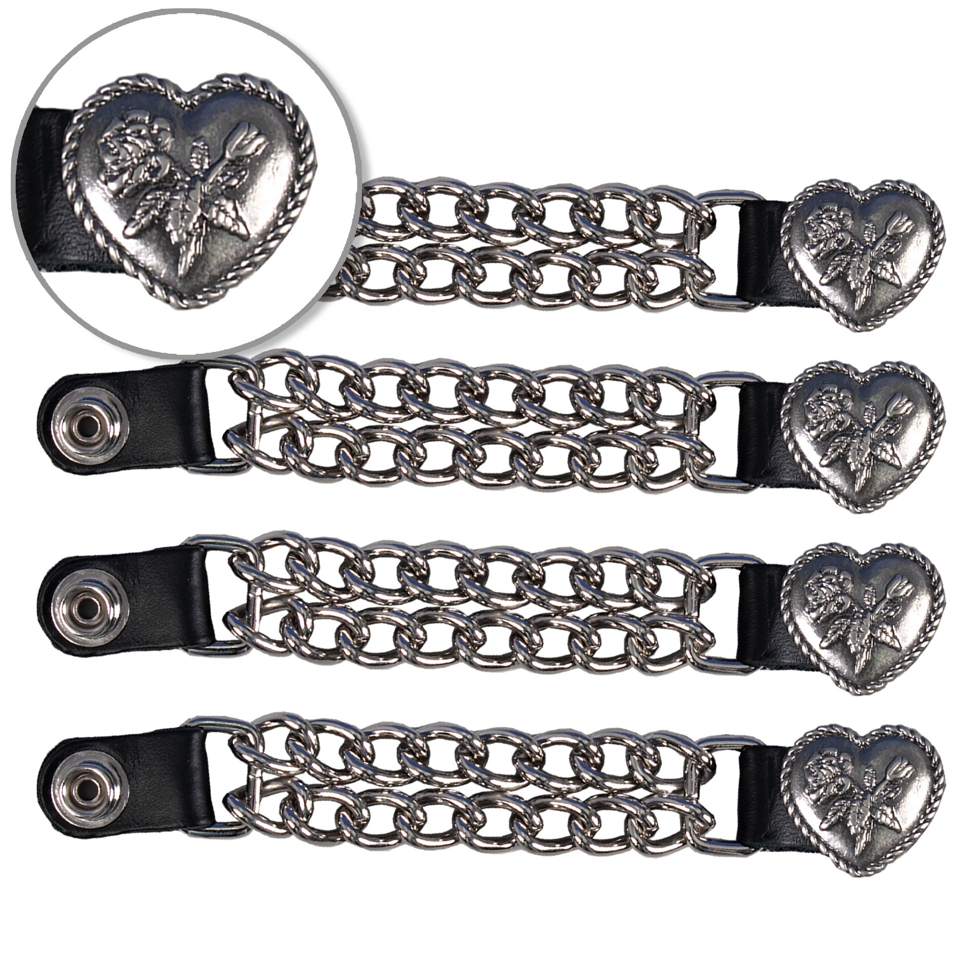VXC1016- 4 PC SET VEST EXT HEART W/ ROSE SILVER 4