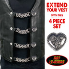 VXC1016- 4 PC SET VEST EXT HEART W/ ROSE SILVER 4