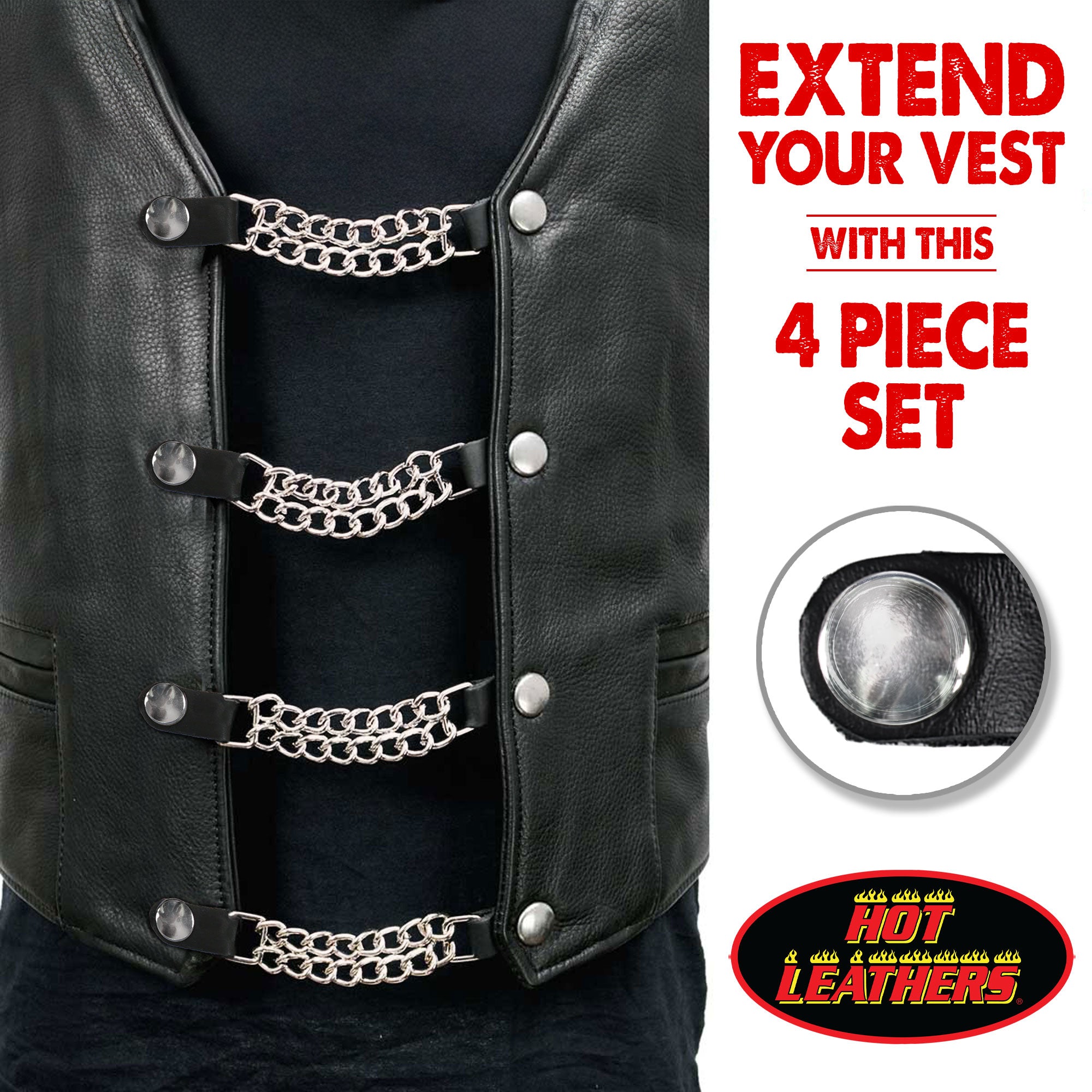 VXC1018- 4 PC SET VEST EXT SILVER PLAIN SILVER 4