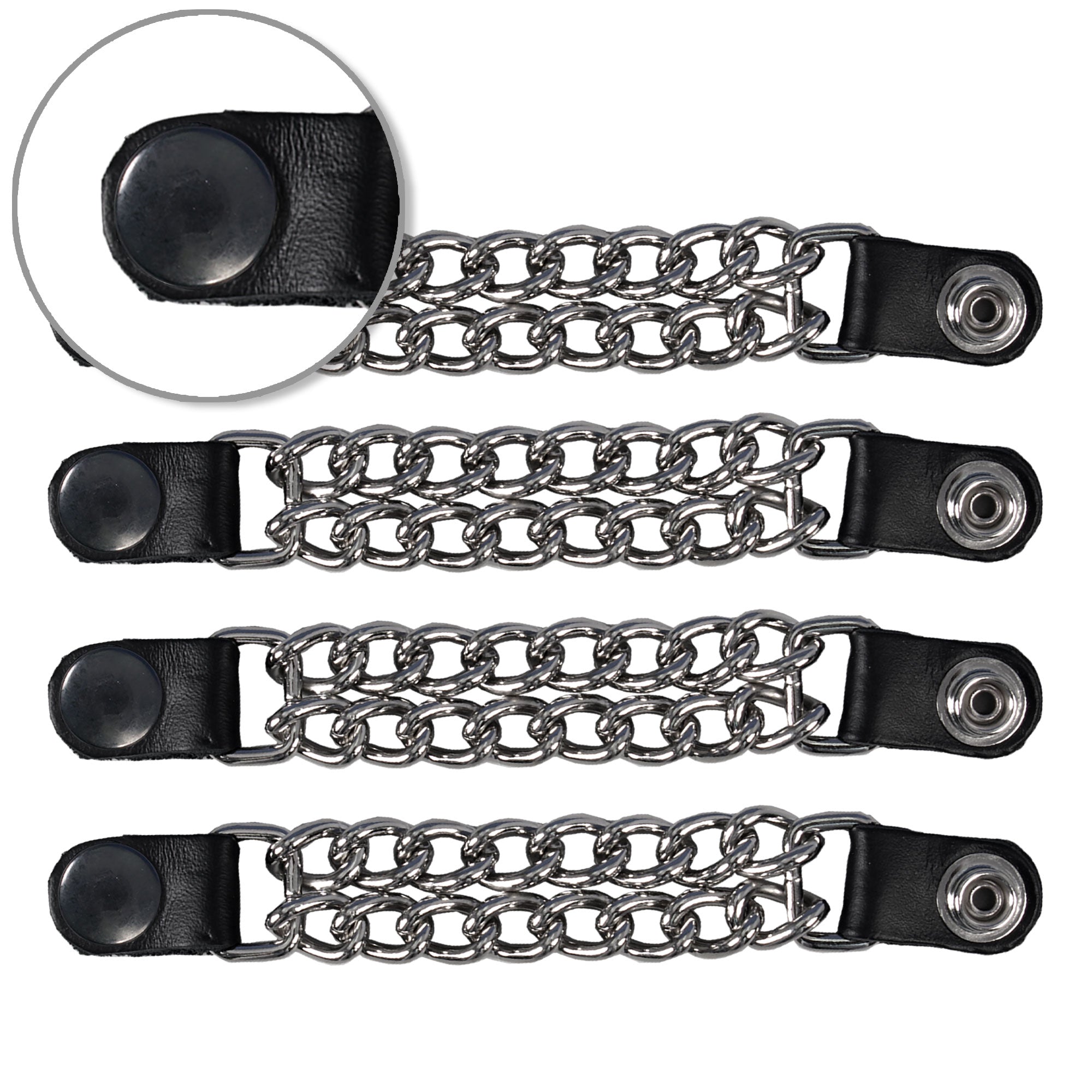 VXC1019- 4 PC SET VEST EXT BLACK SNAP SILVER 4