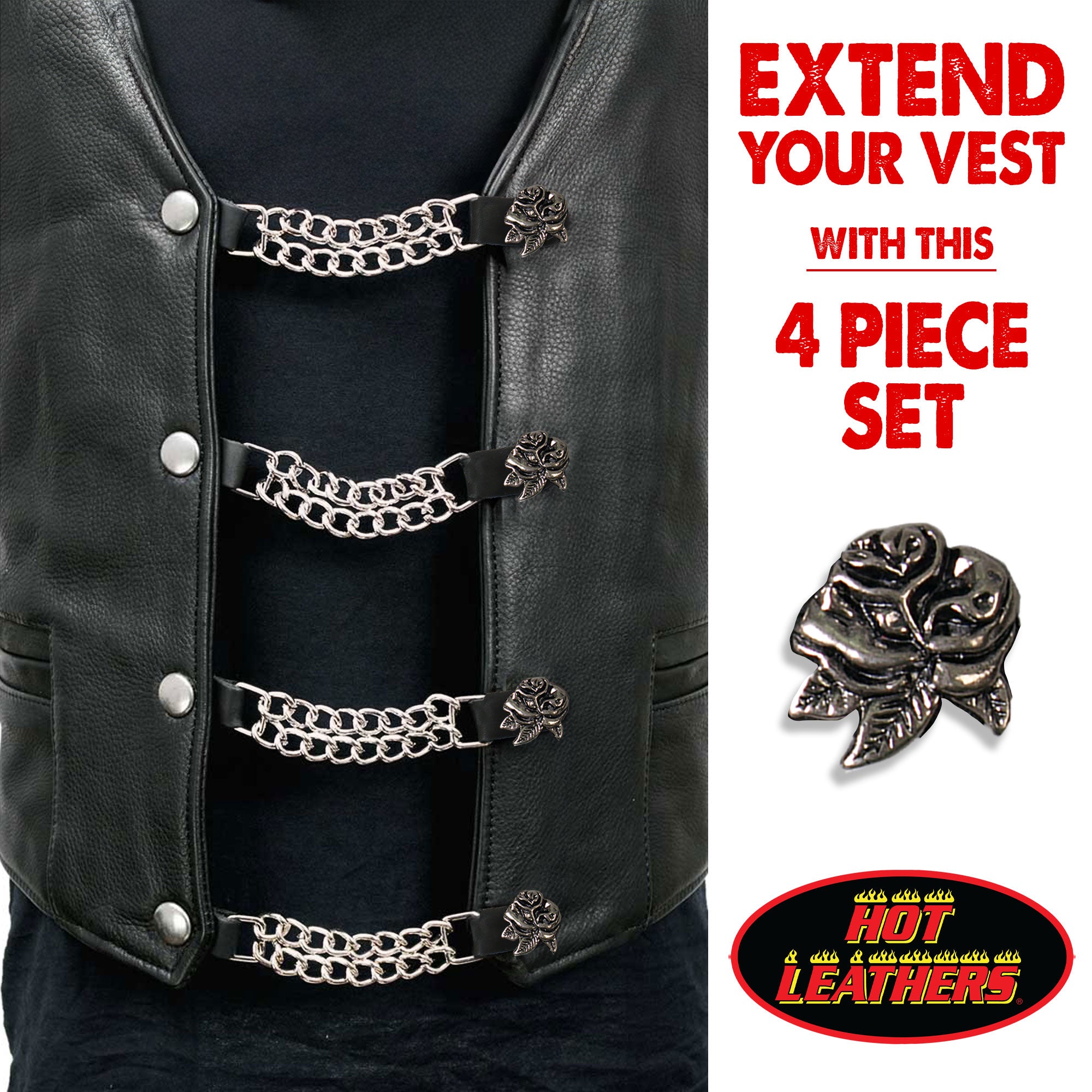 VXC1022- 4 PC SET VEST EXT ROSE SILVER 4