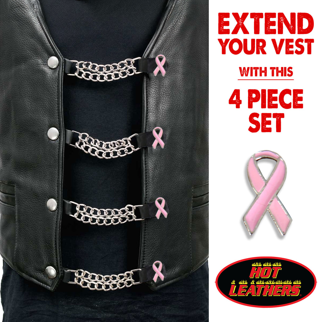 VXC1028- 4 PC SET VEST EXT PINK RIBBON SILVER 4