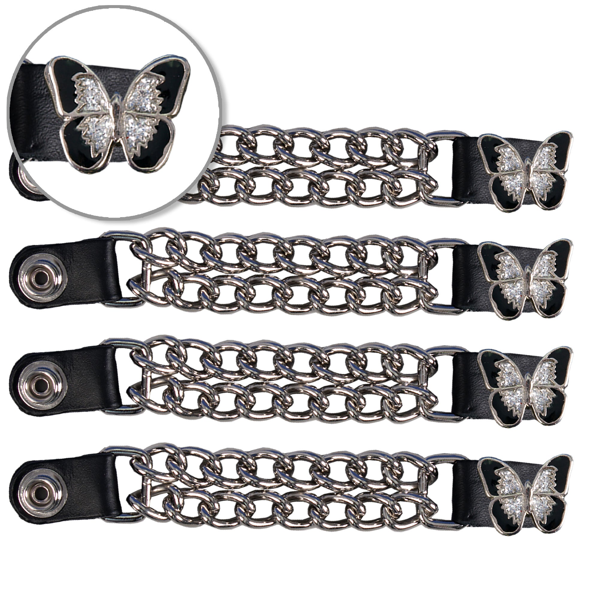 VXC1029- 4 PC SET VEST EXT SPARKLE BUTTERFLY SILVER 4