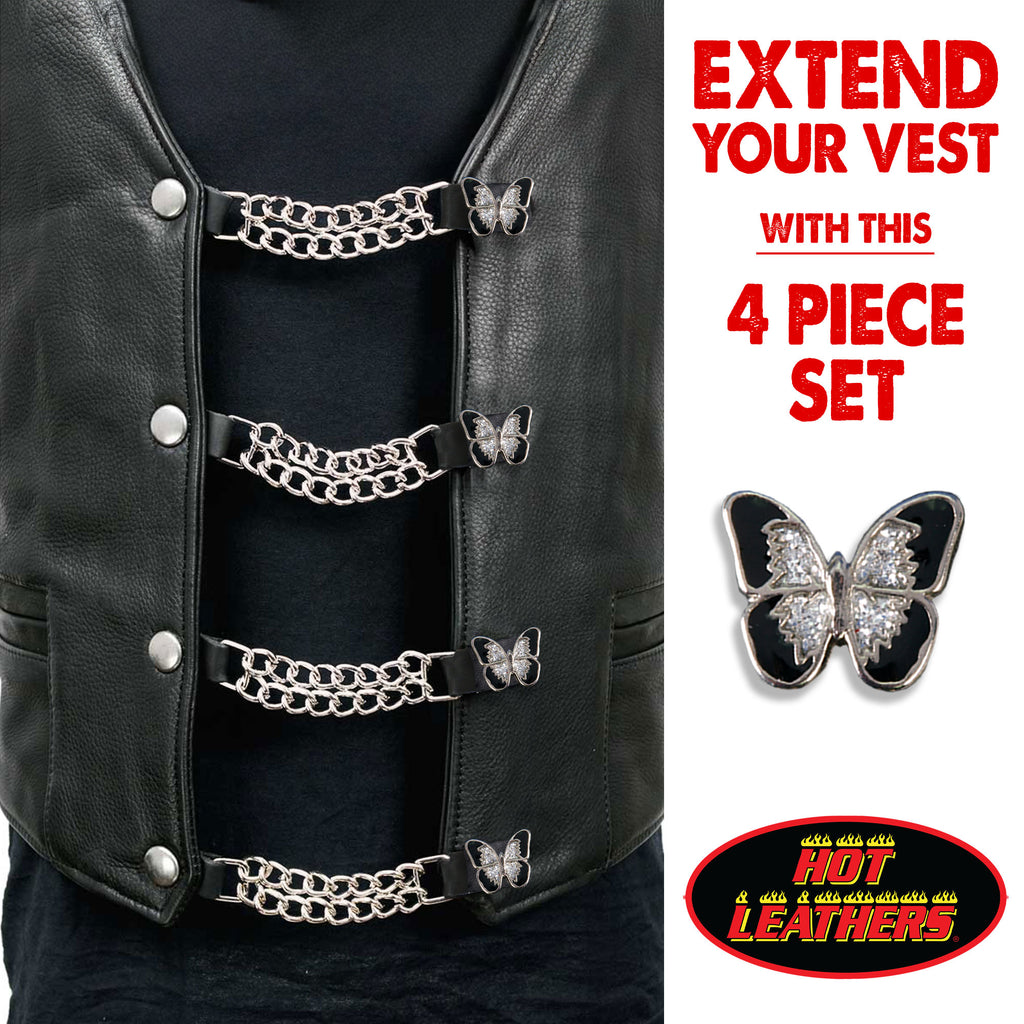 VXC1029- 4 PC SET VEST EXT SPARKLE BUTTERFLY SILVER 4