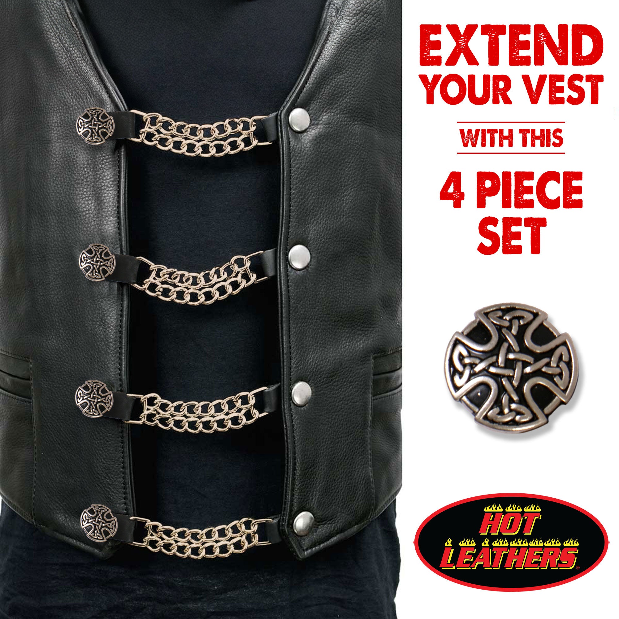 VXC1033- 4 PC SET VEST EXT CELTIC CIRCLE SILVER 4