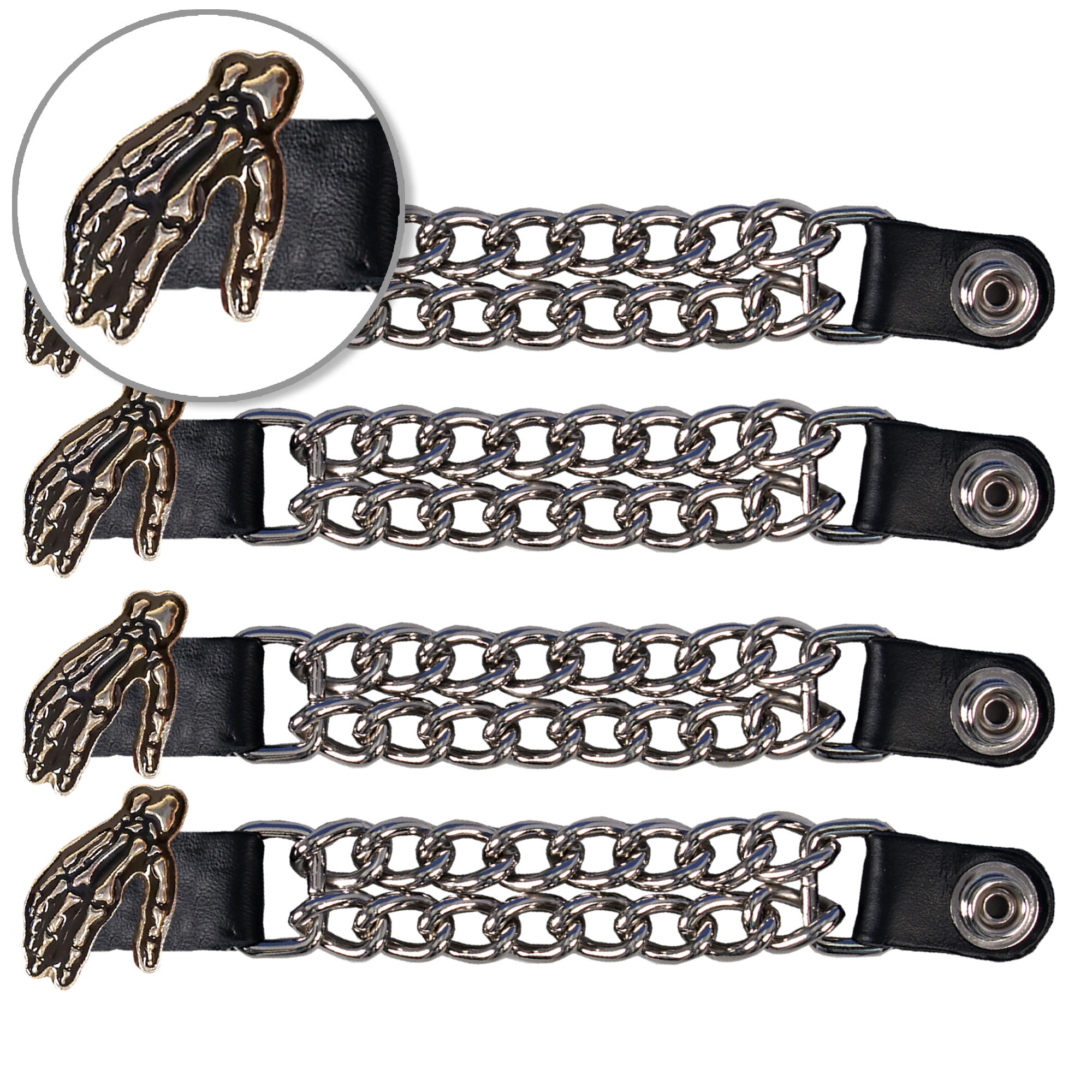 VXC1035- 4 PC SET VEST EXT SKELETON HAND SILVER 4