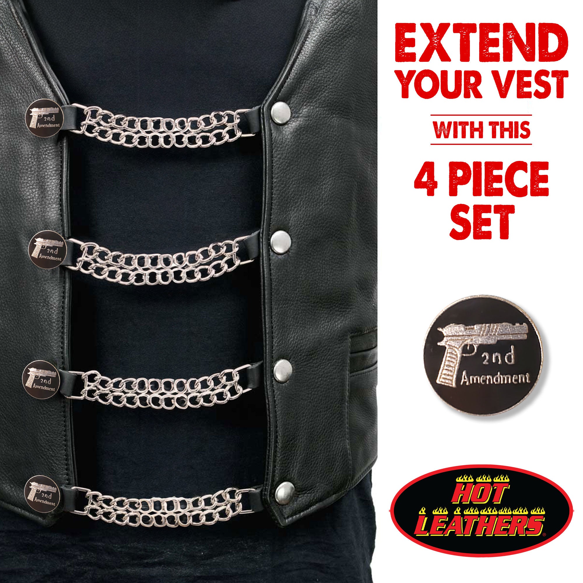 VXC1036- 4 PC SET VEST EXT 2ND AMENDMENT SILVER 4