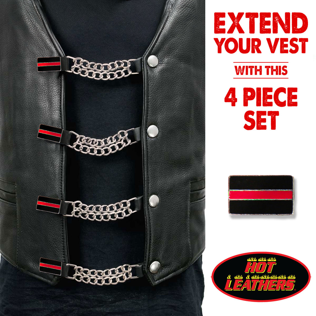 VXC1037- 4 PC SET VEST EXT THIN RED LINE SILVER 4