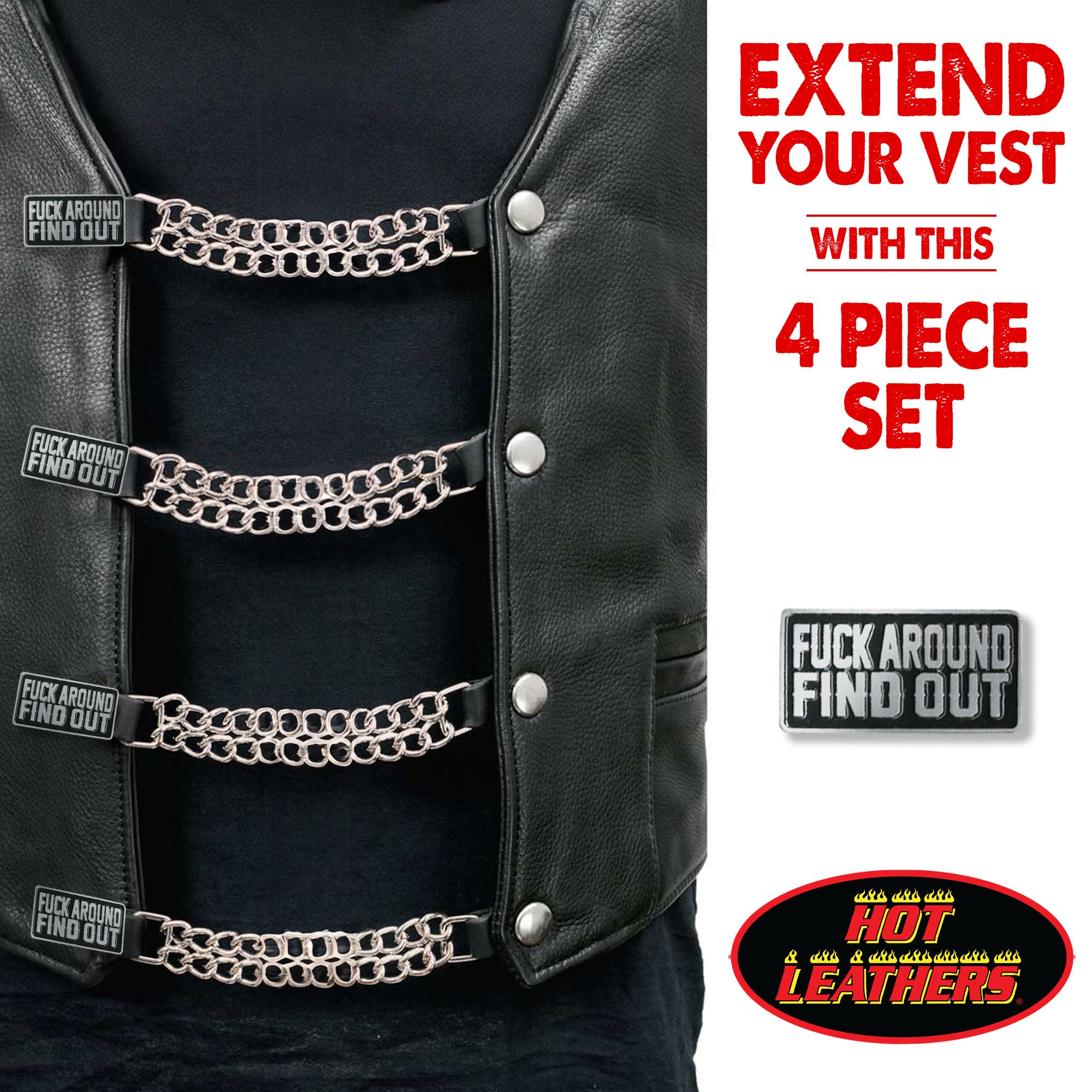 VXC1039- 4 PC SET VEST EXT FUCK AROUND FIND OUT SILVER 4