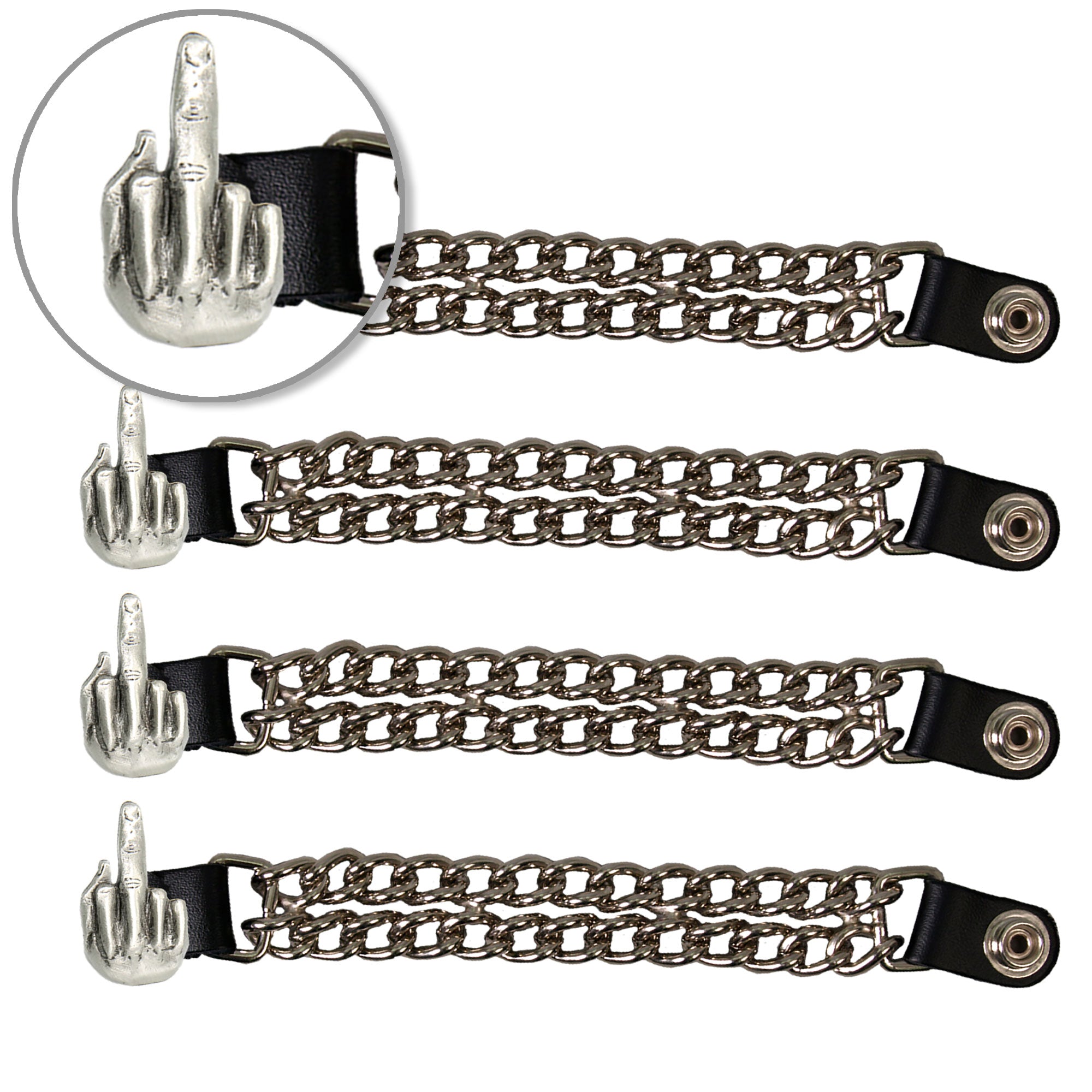 VXC1042- 4 PC SET VEST EXT MIDDLE FINGER SILVER 4