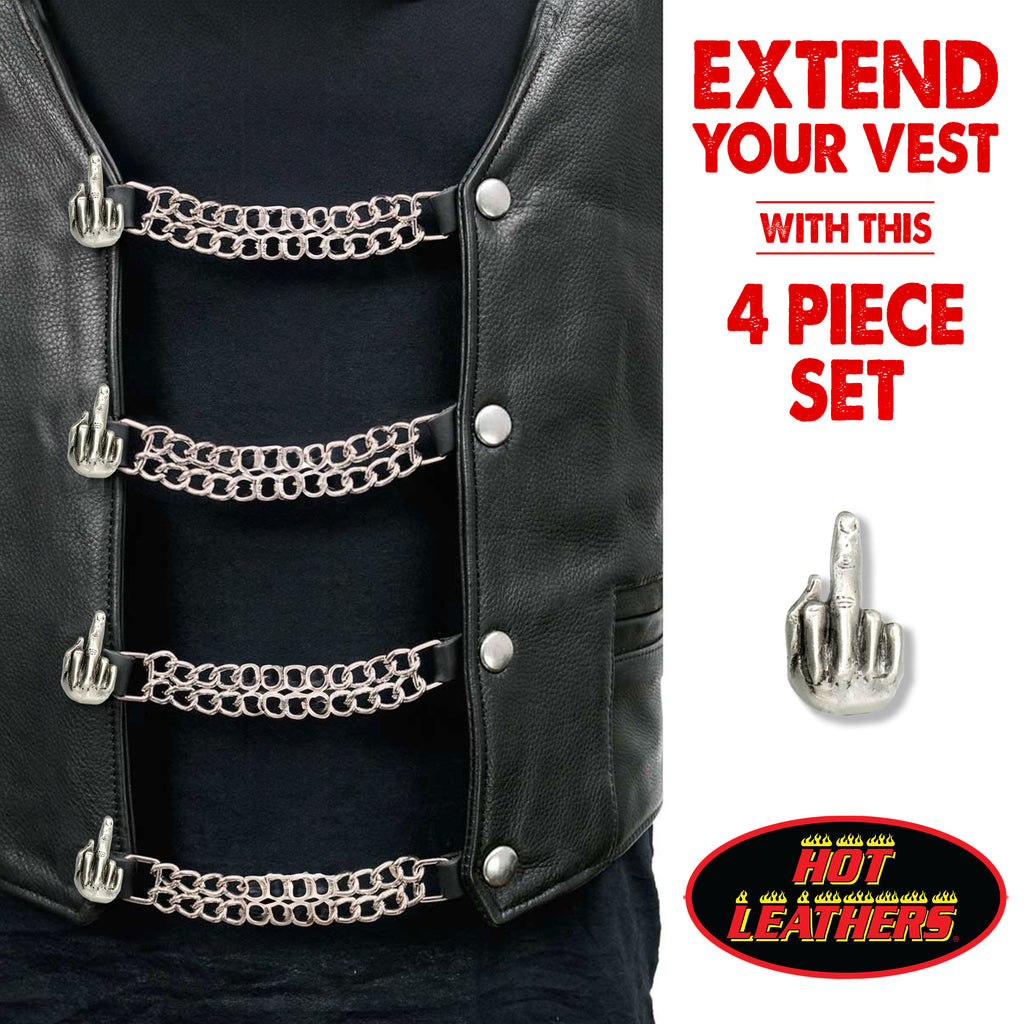 VXC1042- 4 PC SET VEST EXT MIDDLE FINGER SILVER 4